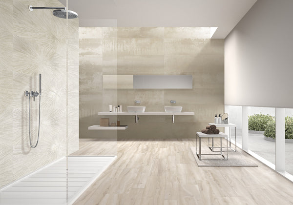 Ionic Mosaic Chevron  Steel , White & Sand