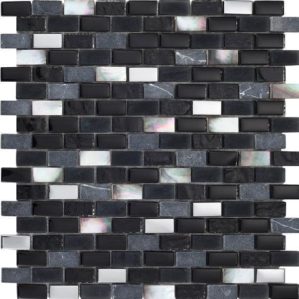 Mosaic Nacar White Black & Stone with Mother of pearl