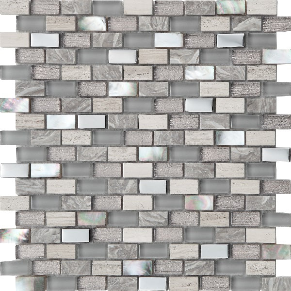 Mosaic Nacar White Black & Stone with Mother of pearl