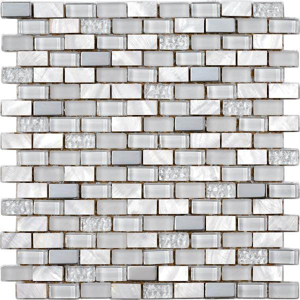 Mosaic Nacar White Black & Stone with Mother of pearl
