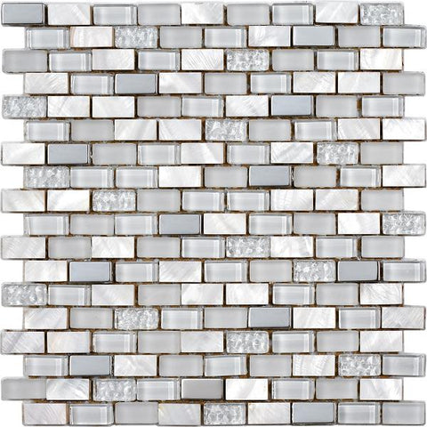 Mosaic Nacar White Black & Stone with Mother of pearl