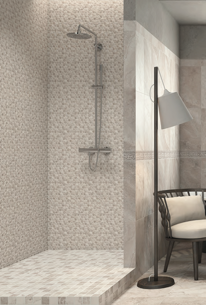 Termae 2x2 Mosaic, White, Grey, Beige