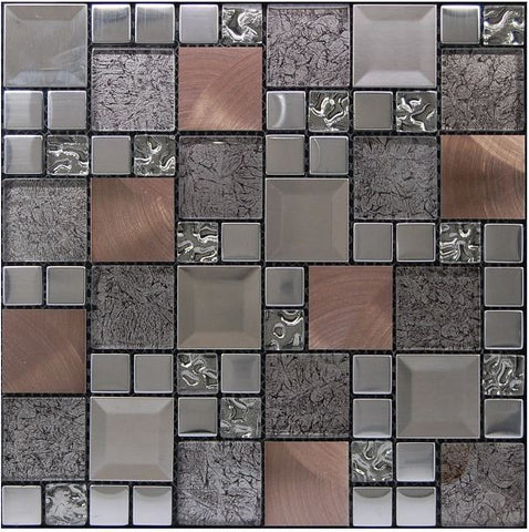 Kaos Silver Glass & Stainless Steel Mosaic