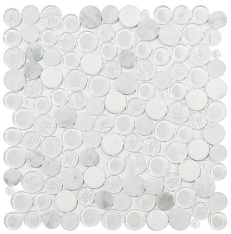 Planet , Penny round Mosaic in White, Black or Grey